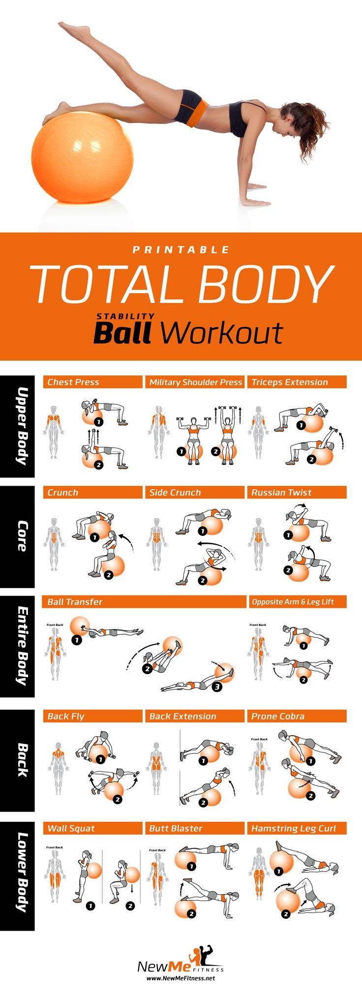 Mariage - Printable Total Body Stability Ball Workout Poster