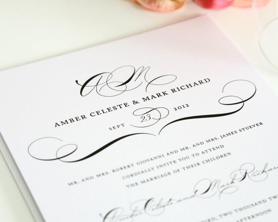 Hochzeit - Vintage Class Wedding Invitation - Elegant, Sophisticated, or Modern Vintage Wedding - Invitation Deposit