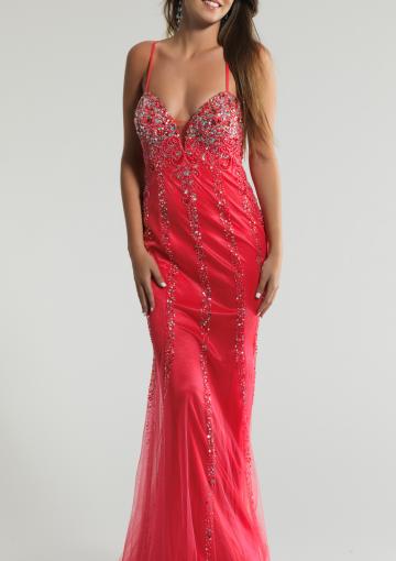 Свадьба - Spaghetti Straps Pink Floor Length Chiffon Ruched Sleeveless Ruched Sequins