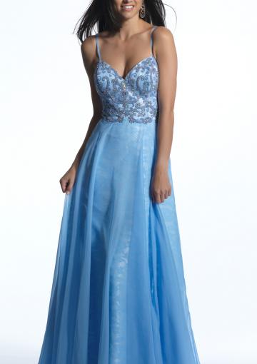 Mariage - Blue Beading Spaghetti Straps Floor Length Chiffon Ruched Sleeveless Ruched
