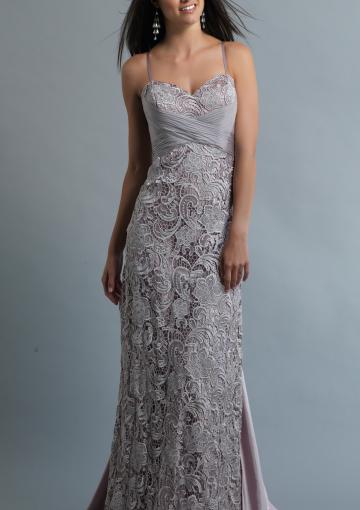 Wedding - Zipper Satin Lace Sleeveless Ruched Spaghetti Straps Ruched Grey Sweep