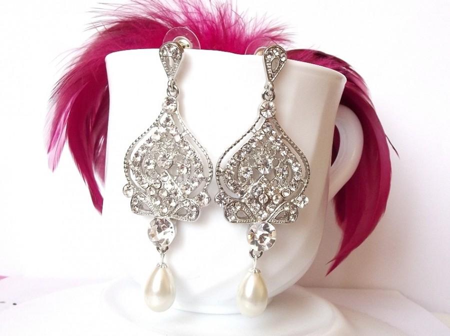 زفاف - Bridal earrings, chandelier wedding earrings, crystal bridal jewelry