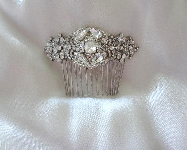 Wedding - Vintage Inspired Bridal Crystal Hair Comb Brooch