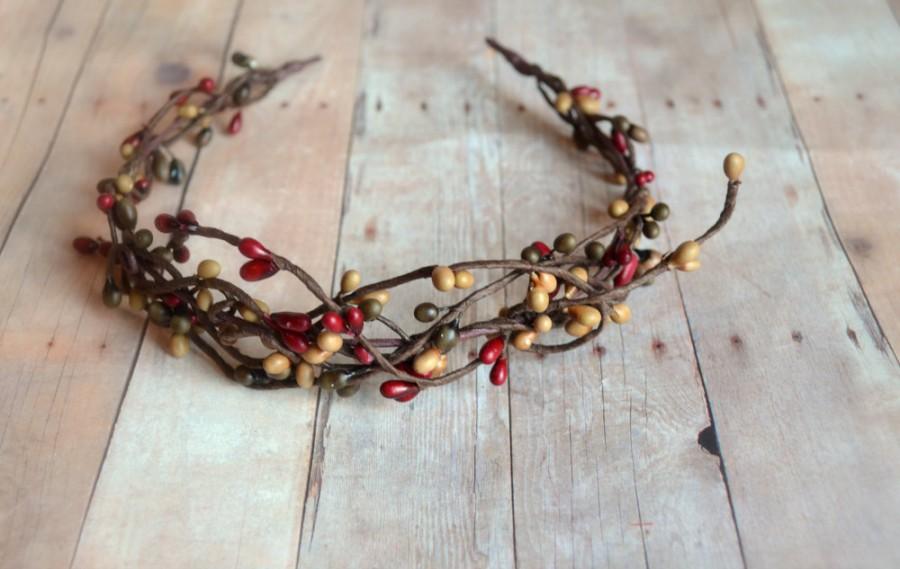 Wedding - Rustic crown, woodland headband, fall headpiece, berry crown, branch crown, hair accessory by Gardens of Whimsy on Etsy