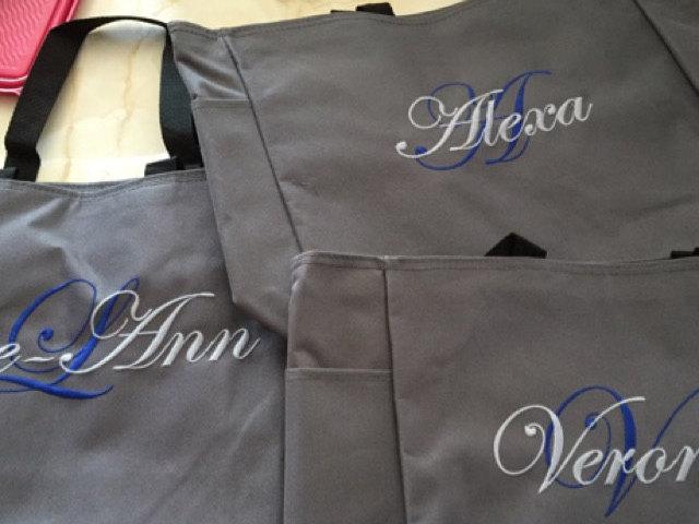 Wedding - Set of 9 Personalized Embroidered Tote Bags Bridal Party Bridesmaid Gift