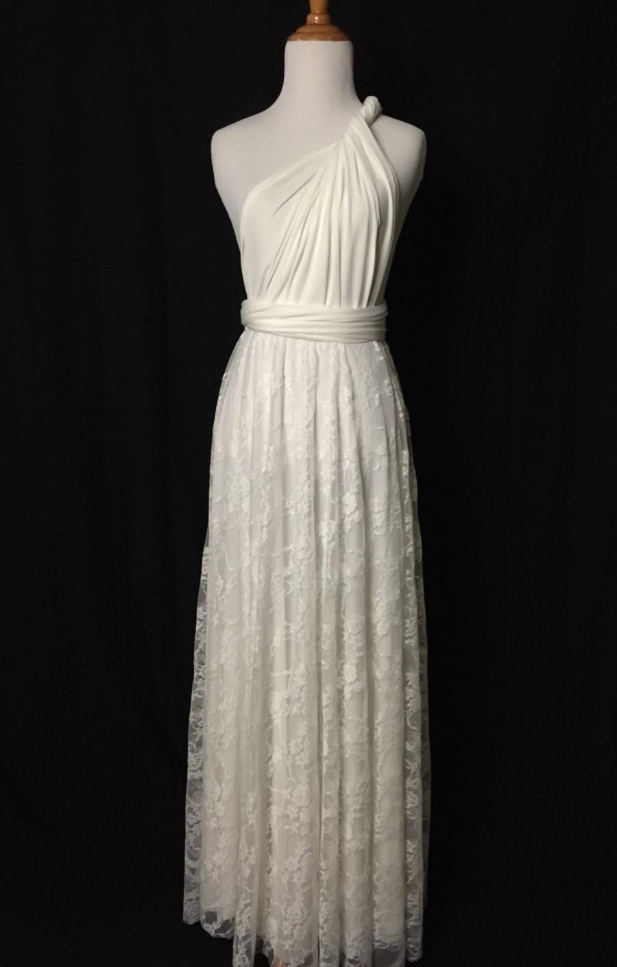 Mariage - Ivory lace  Floor length ball gown Infinity Dress Convertible Formal,wrap dress ,bridesmaid dress,party dress Evening dress
