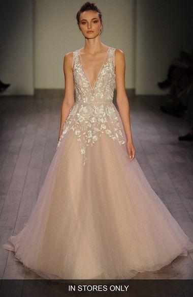 زفاف - Hayley Paige 'Leah' Floral Sequin V-Neck Tulle Ballgown (In Stores Only) 