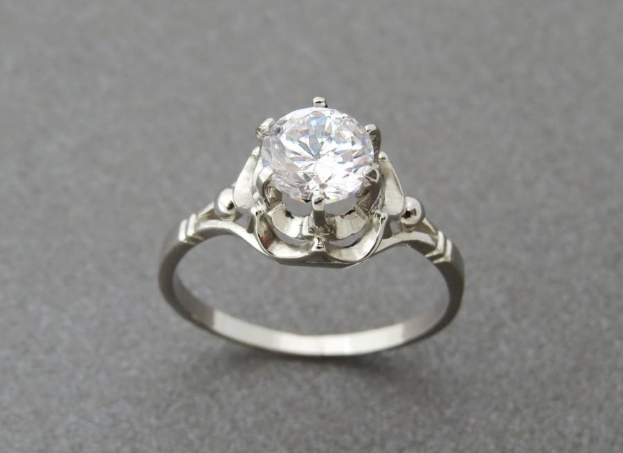 Wedding - Topaz engagement ring, topaz solitaire ring, Antique style engagement ring, Vintage style engagement ring, white topaz, sky blue topaz ring.
