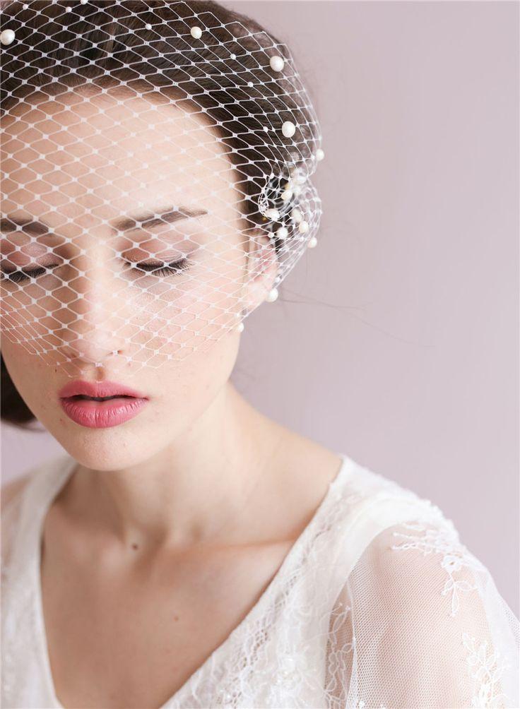 Hochzeit - Ivory Romantic Birdcage Bridal Face Veil