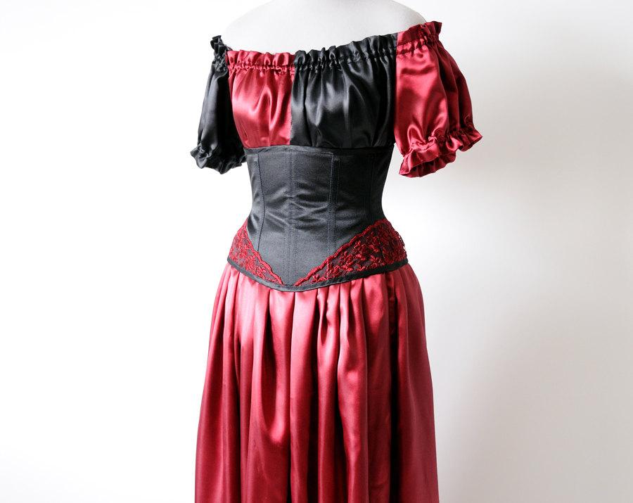 Hochzeit - Gothic Wedding Dress Black Lace Gothic Wedding Dress Victorian Wedding Red Black Gothic Renaissance Red Steampunk Pirate Dress Goth Clothing