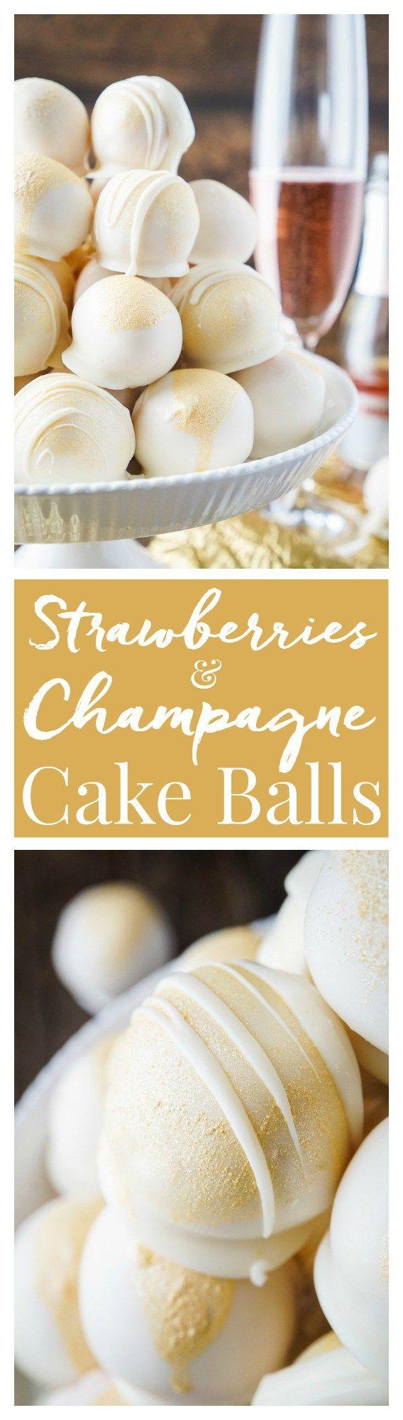 Hochzeit - Strawberries & Champagne Cake Balls