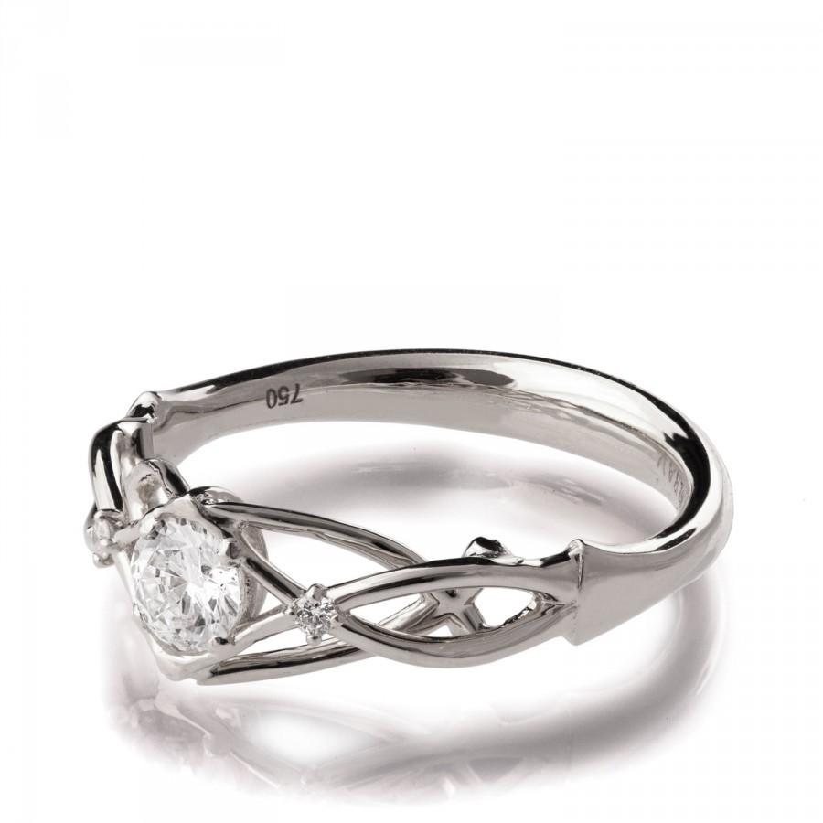 Wedding - Celtic Engagement Ring, 18K White Gold and Diamond engagement ring, Unique diamond ring, unique engagement ring, Knot ring, 9