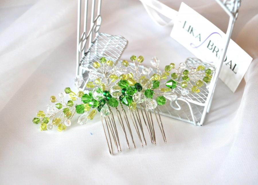 Свадьба - Green Comb Wedding Hair Comb Bridal Hair Comb Bridal Crystal Comb Haircomb Bridal Headpiece Unique Crystal Comb
