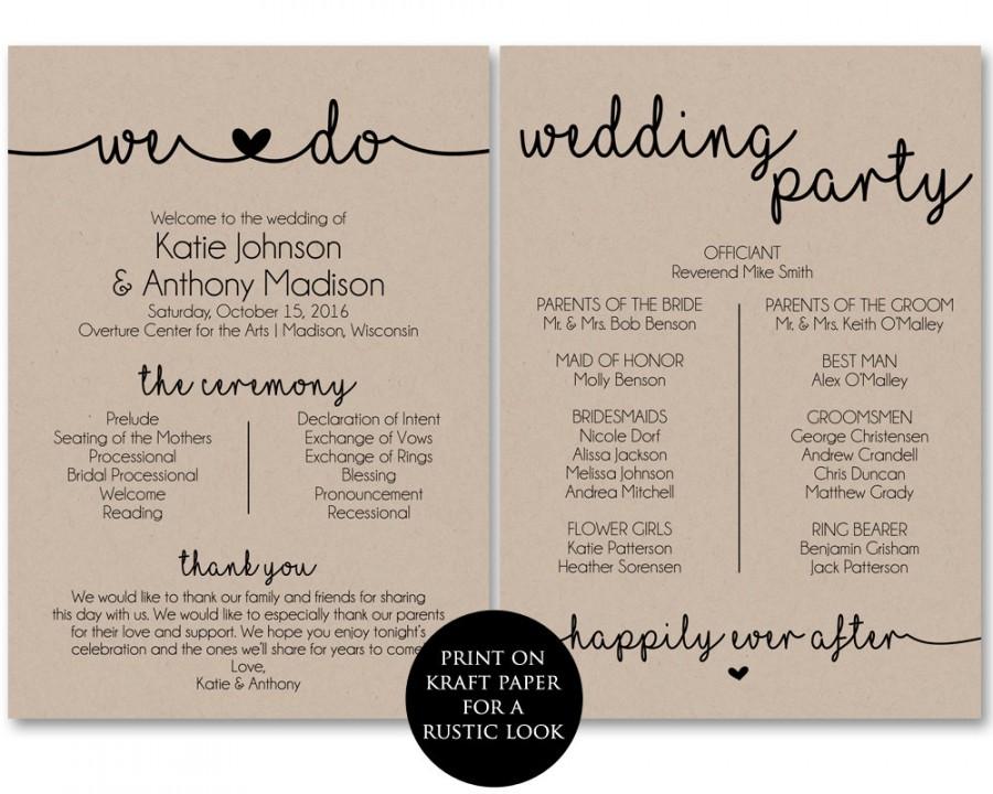 Wedding - Ceremony Program Template, Printable Wedding Programs, Ceremony Programs, Wedding Programs, Ceremony Program Template, Program PDF