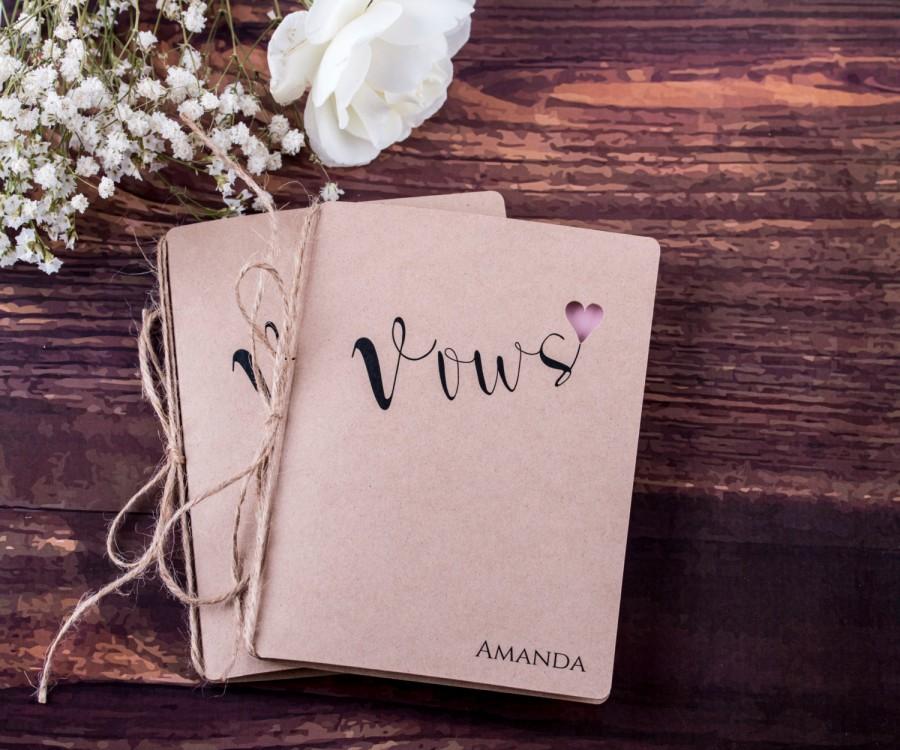Свадьба - Rustic Vows Books, Personalized Wedding Vows Booklet, His and Her Vows Rustic Vows Journal - Set of 2