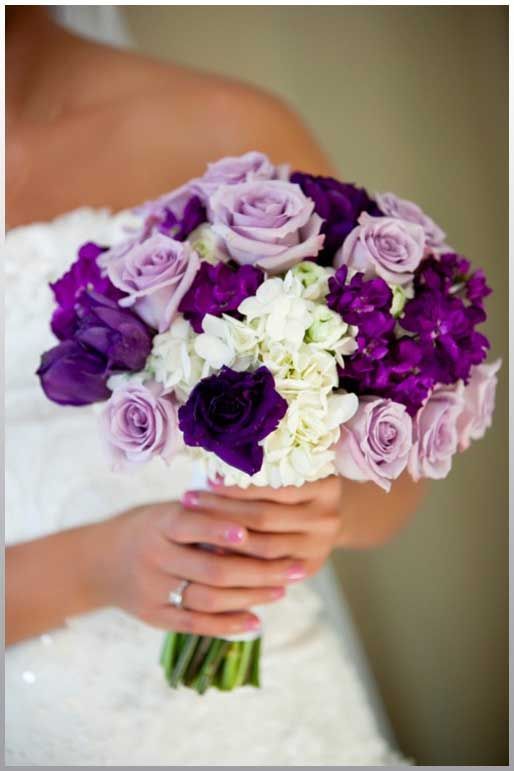 Wedding - Purple Rose Wedding Bouquet 
