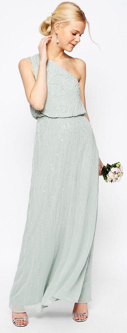 Hochzeit - WEDDING Embellished One Shoulder Maxi Dress