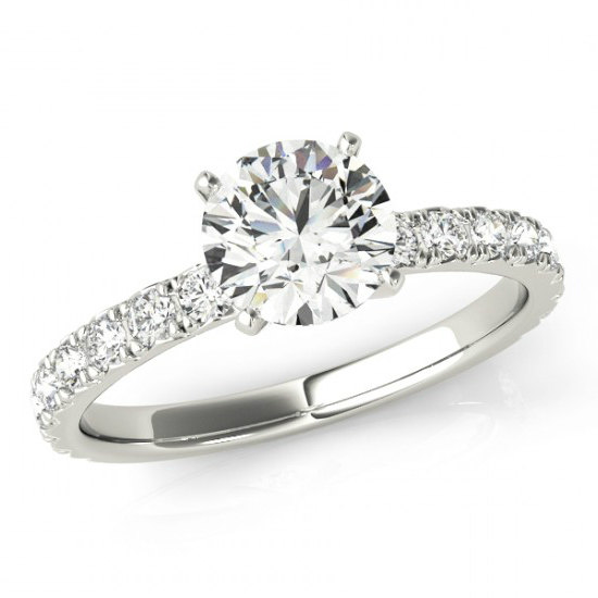 Wedding - 7.5mm (1.50 Carat) Forever One Moissanite & Diamond Solitaire Engagement Ring 14k White Gold - Moissanite Rings for Women Engagement Rings