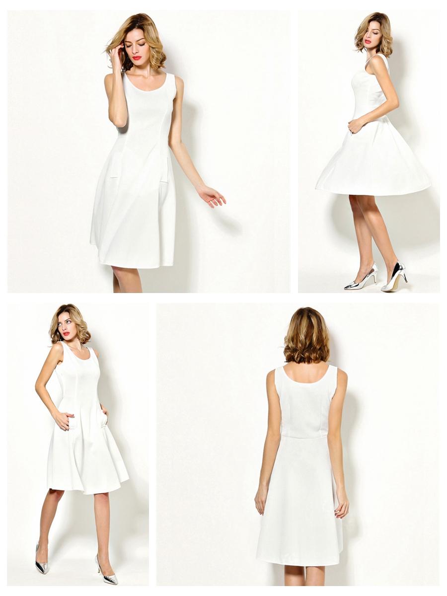 Wedding - Sleeveless Casual Dress White