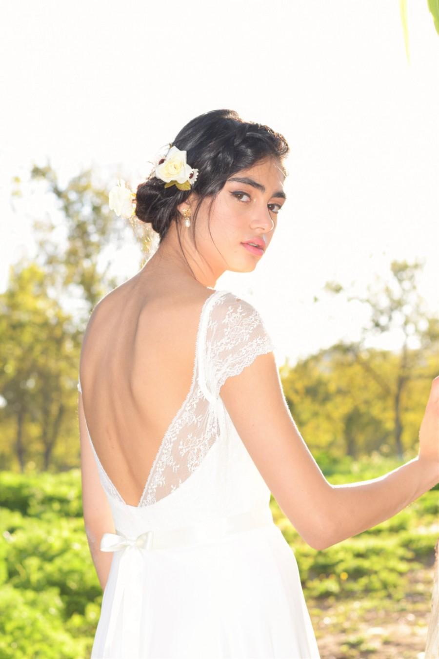 Wedding - Jenny- Boho wedding dress, lace wedding dress, beach wedding dress, wedding dress with sleeves
