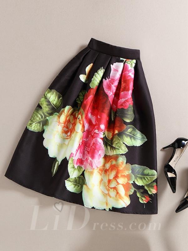 Wedding - Black Women Modern Design Colorful Print Skirt Lid1605121026