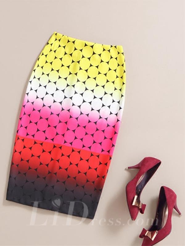 زفاف - Yellow Women Modern Design Colorful Print Skirt Lid1605121025