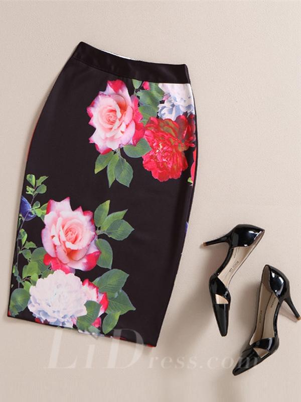 زفاف - Brown Women Modern Design Colorful Print Skirt Lid1605121015