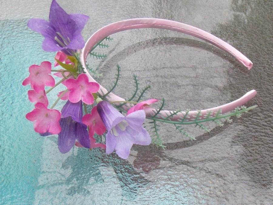 Wedding - Pink and Lavender Fairy Flower Headband Crown, Floral Garland Wreath for Fairy Dress Up, Festivals, or Weddings G05