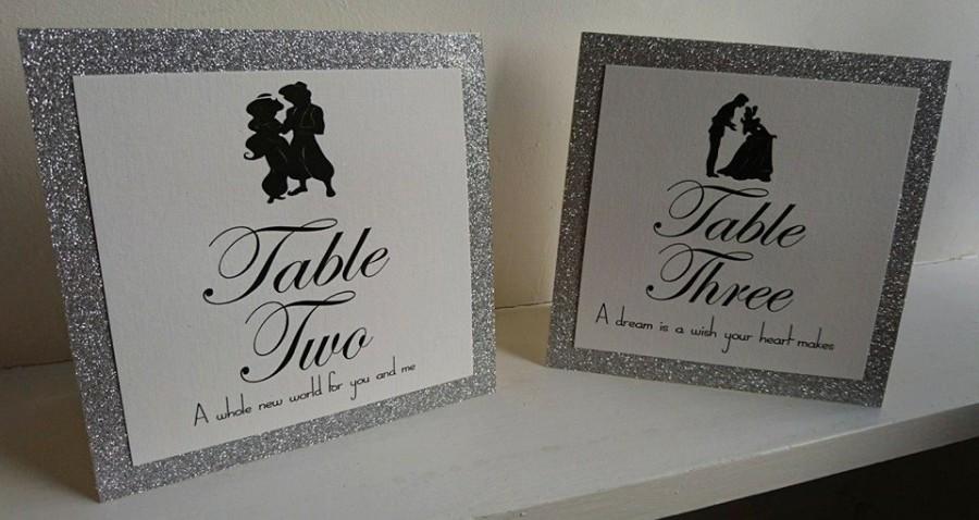 Wedding - Disney Theme Tent Card Table Name/Number Wedding Table Card