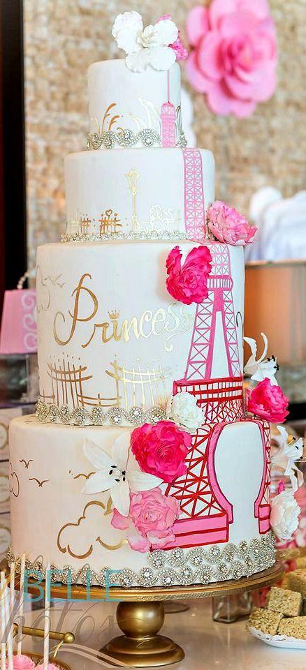 Mariage - Pretty Parisian Theme Cake