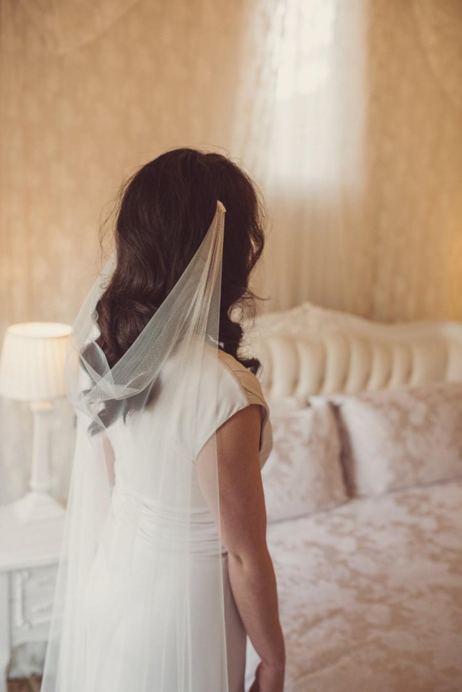Hochzeit - Simple draped veil, boho veil, draping, soft English net, bohemian, ivory, white, waist, fingertip, waltz, floor, chapel, cathedral length