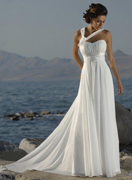 Mariage - Halter Straps Handmade Flower Chiffon Beach Wedding Dress