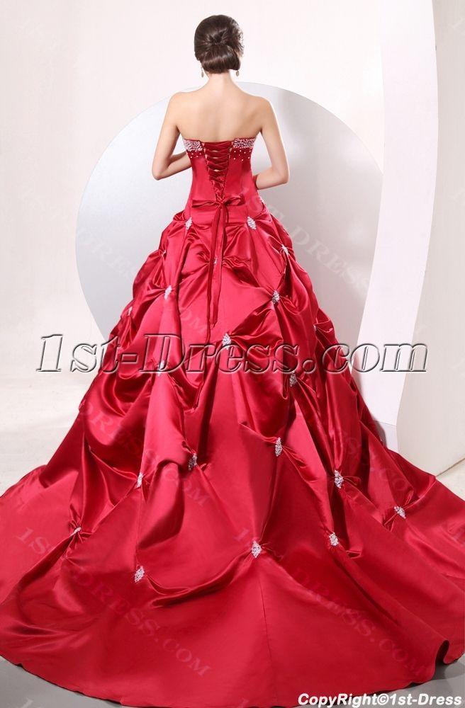 زفاف - Red Luxury Corset Princess Wedding Gown Dress $225.00