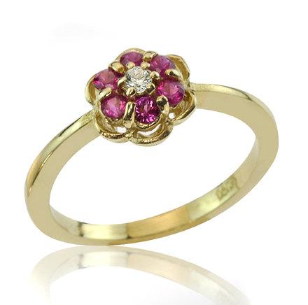 Wedding - Ruby Flower Ring, Summer Wedding, Ruby Anniversary Ring, Unique Ruby Ring, July Birthstone Ring, Ruby Birthstone Ring, Birthstone Jewelry