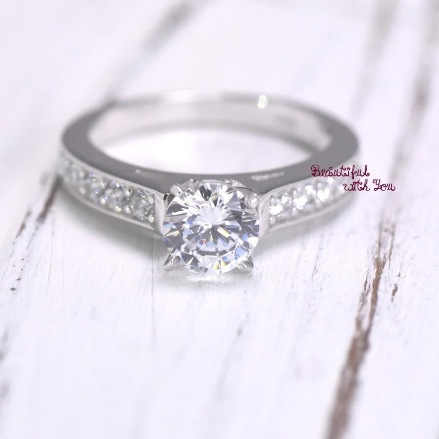 Свадьба - Promise Ring for Her,Womens Band,Sterling Silver Ring,Simulated Diamond Promise Ring, White Gold Plated,Engagement Rings,Gift For Her