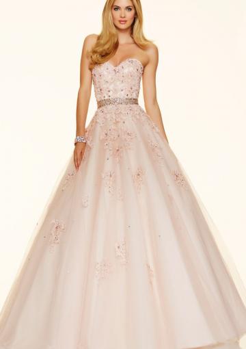 Mariage - Lace Up Pink Tulle Sweetheart Appliques Ball Gown Black Floor Length