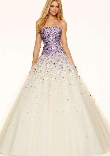 Mariage - Ball Gown Floor Length Strapless Sleeveless Beading Lace Up Tulle
