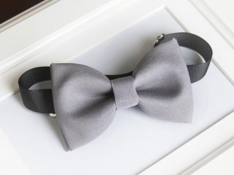 زفاف - Gray bow-tie for babies, toddlers, boys, teens, adults - Adjustable neck-strap