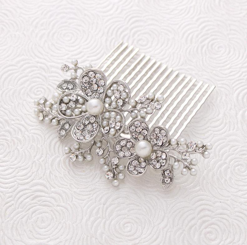 Свадьба - Bridal Hair Comb Crystal Pearl Wedding Hair Comb Accessories Gatsby Old Hollywood Wedding Hair Combs Crystal Wedding Jewelry Accessory