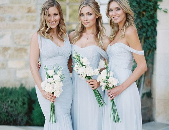 Свадьба - Blue dress for bridesmaids, light blue bridesmaids dress, long blue bridesmade, gray bridesmade dres, blue skay bridesmade dress