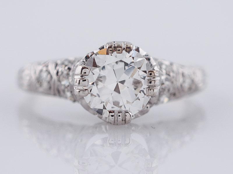 زفاف - Antique Engagement Ring Art Deco GIA 1.00ct Old European Cut Diamond in Platinum