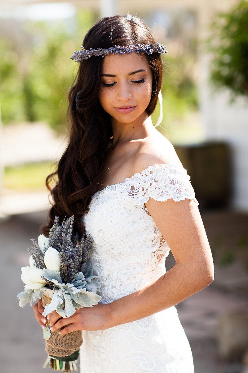 زفاف - Lavender Halo Real Dried Flower Crown Bridal Hair Wreath Engagement / Wedding