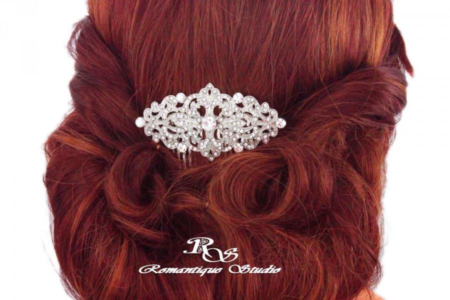Wedding - Crystal hair comb bridal hairpiece wedding hair comb hair accessories Art Deco vintage style Victorian Downton Abbey hair comb 5169