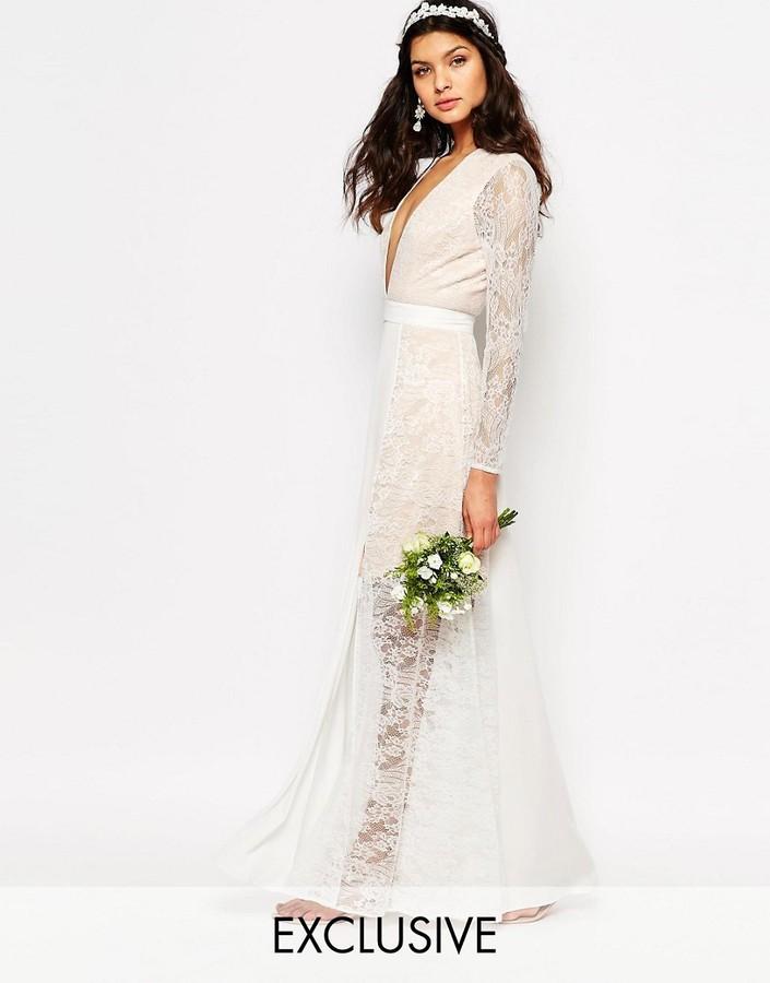 زفاف - Fame and Partners Bridal Laced Heaven Maxi Dress With Split
