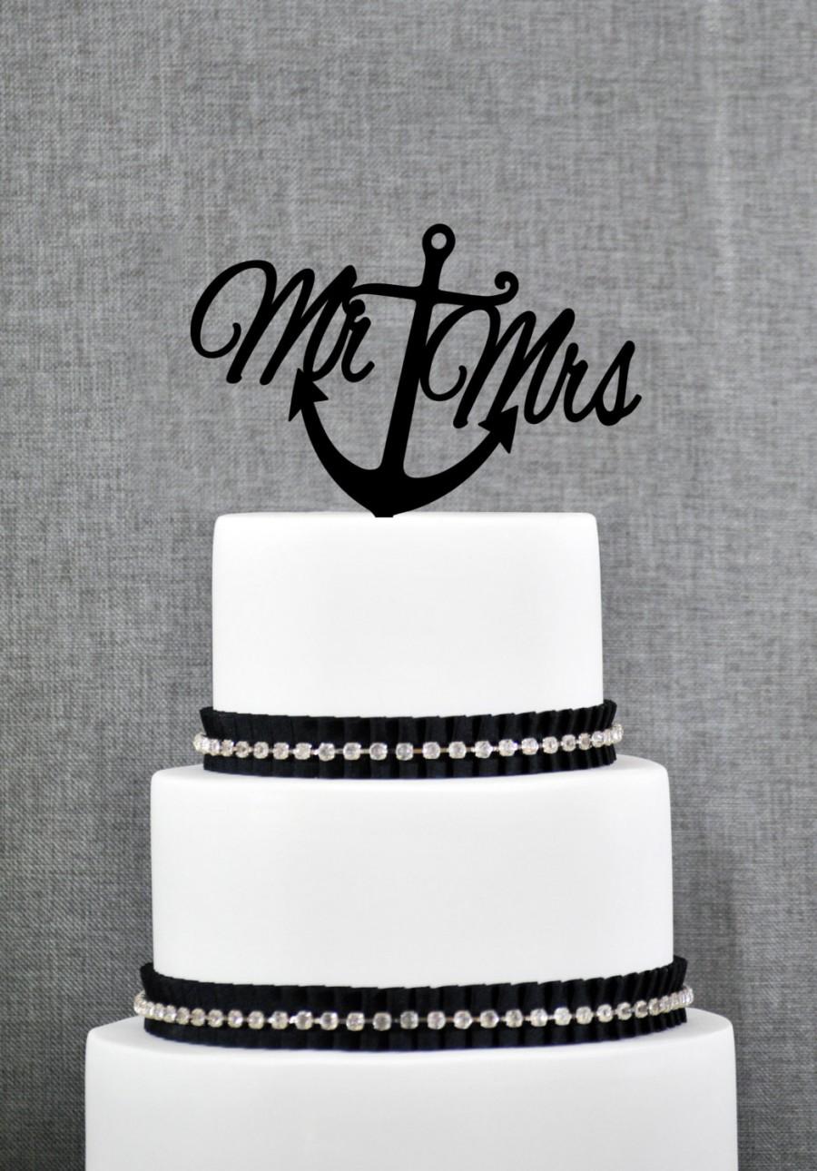 Nautical Mr And Mrs Cake Topper With Anchor Nautical Wedding Cake