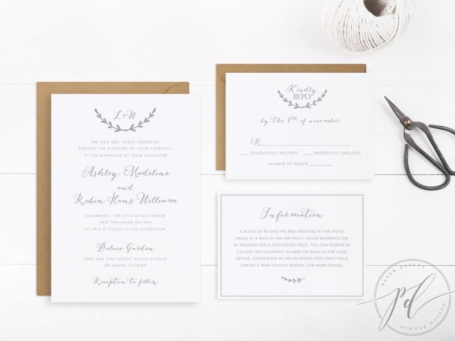 زفاف - Wedding Invitation template printable, Editable Text and Artwork Colour, Vintage Rustic Wedding, Edit in Word or Pages 