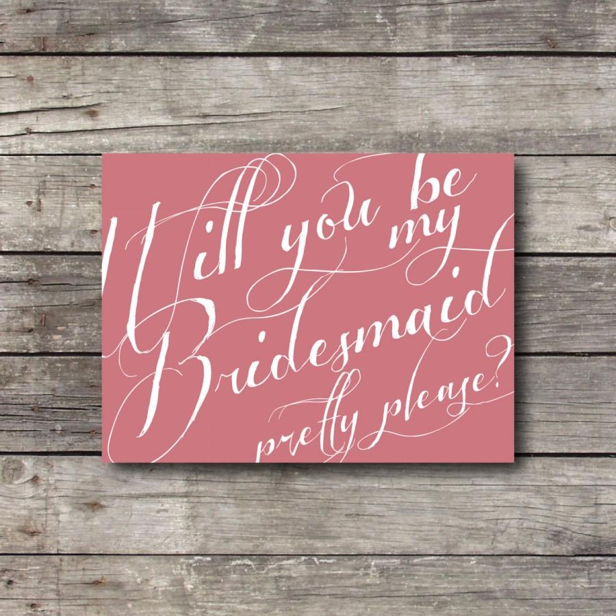 زفاف - Will you be My Bridesmaid, Pretty Please Card - Customizable - Digital Ready to Print