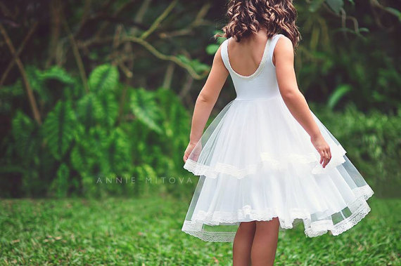 Wedding - Double Ruffle Tulle Twirl flower girl Dress