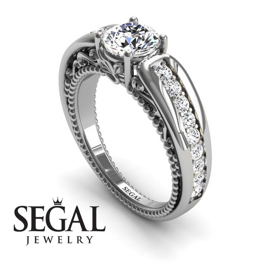 Hochzeit - Unique Engagement Ring Diamond ring 14K White Gold Vintage Art Deco Victorian Ring Edwardian Ring White diamond - Gabriella