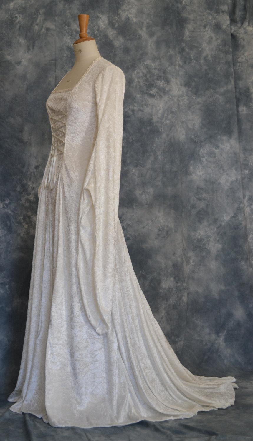 Wedding - Tara, a Medieval, Elvish, Renaissance, Pagan, Pre Raphaelite, Custom Made Wedding Gown in Ivory